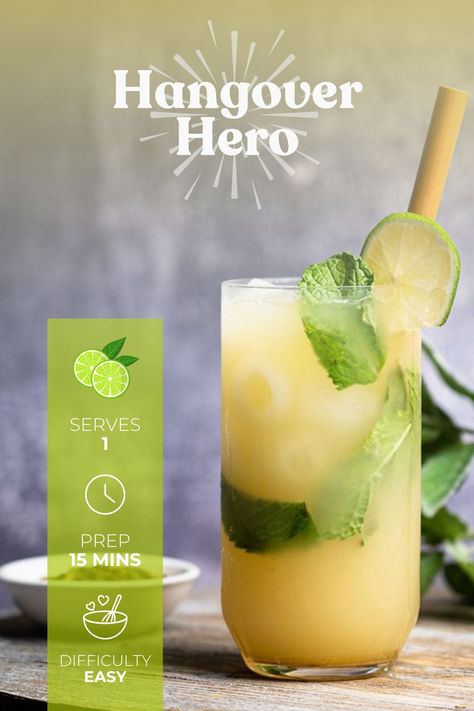 Introducing the Hangover Hero, your ultimate morning rescue! 


Whether you've had a night of revelry or just need a refreshing boost, this iced tea combines the natural benefits of Organic Hangover Relief Tea with invigorating mint and hydrating coconut water, topped with a zesty squeeze of lime. 


Ideal for rehydrating and revitalizing, this easy-to-make recipe not only tantalizes your taste buds but also aids in recovery, making it the perfect companion for your recovery mornings. Honey Citron And Ginger Tea Recipes, Coconut Water, Easy Food To Make, Taste Buds, Iced Tea, Tea Recipes, Coconut, Tea