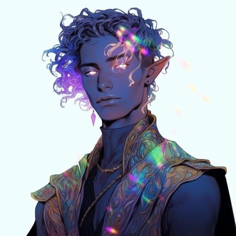 Druid Starry Form, Dnd Nonbinary, Pink Haired Elf Male, Dnd Genasi Character Design, Celestial Tiefling, Stone Genasi, Dnd Earth Genasi Male, Aasimar Dnd Male, Coral Horns