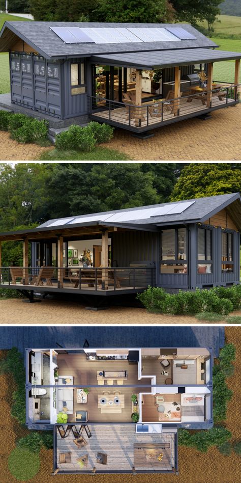 2 Containers, 245K YouTube Hits: Sustainable Home Design! Iso Container Homes, Long Container House, Modern Container Homes Floor Plans, Container Mini House, Container Home Cabin, Off Grid Container Home, Shipping Container Cabin Plans, Simple Shipping Container Homes, Shipping Container Tiny House Layout