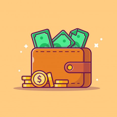 Saving money icon . wallet, money and st... | Premium Vector #Freepik #vector #business #icon #money #cartoon Money Logo Icons, Kawaii Money, Money Animation, Money Cartoon, Cartoon Money, Wallet Icon, Money Vector, Money Icon, Personal Loans Online