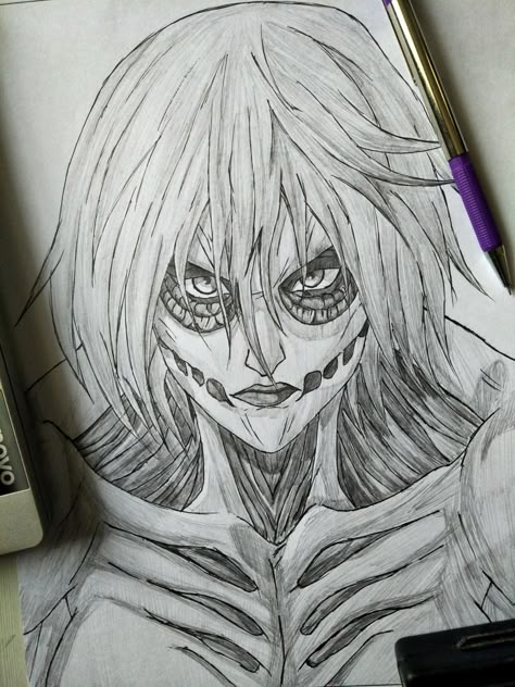 Female Titan Drawing, Annie Titan, Attack On Titan Drawing, Titan Drawing, Attack On Titan Wallpaper, Titan Wallpaper, Female Titan, Anime Drawing Sketches, Wallpaper Drawing