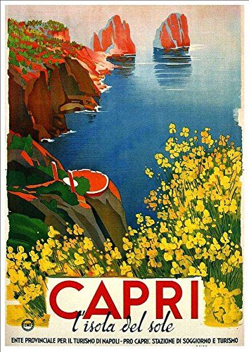 Italy Capri, Capri Italia, Vintage Italian Posters, Poster Art Deco, Italy Tourism, Capri Island, Italian Posters, Italy Poster, Tourism Poster