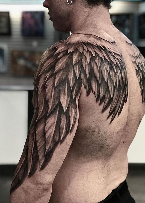 Tattoo Half Sleeve, Wing Tattoos On Back, Wing Tattoo Men, Peter Adams, Wing Tattoos, Half Sleeve Tattoos, On Tattoo, Mens Shoulder Tattoo, Cool Arm Tattoos