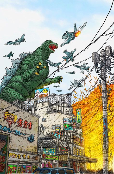 ARTIST: Geof Darrow (US) - Godzilla comic via: #Yellowmenace | #Godzilla #Gojira #Kaiju More Godzilla Art @ https://society6.com/yellowmenace/collection/godzilla--art?curator=yellowmenace Dad Painting, Godzilla Tattoo, Peter Doherty, Geof Darrow, Godzilla 2, Godzilla Comics, King Of Monsters, Godzilla Kong, Godzilla Wallpaper