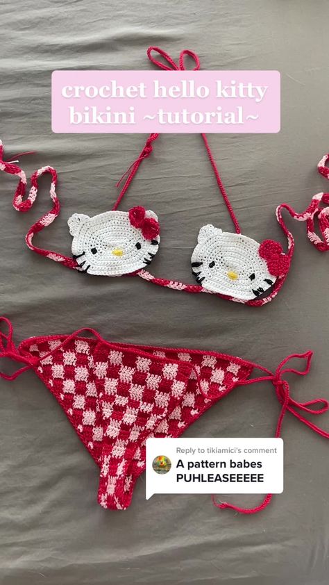 Crochet bikini top - Spring-Summer Women #Crochet #CrochetBikini #BikiniCrochet #CrochetTips #CrochetBikiniSets Crochet Bathing Suit Pattern, Hello Kitty Crochet, Crochet Bathing Suits, Bikinis Crochet, Crochet Heart, Festival Vibes, Funky Art, Crochet Cardigan, Crochet Tutorial