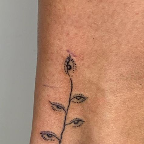 Eye Vine Tattoo, Vines Tattoo, The All Seeing Eye, Charm Tattoo, Dot Tattoos, Vine Tattoos, Stick And Poke, Seeing Eye, All Seeing Eye