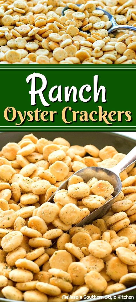 Easy Ranch Oyster Cracker Recipe, Ranch Crackers Recipe Oysters, Soup Cracker Snacks, Seasoned Soup Crackers, Ouster Crackers Seasoned Ranch, Seasoned Oyster Crackers Ranch, Ranch Crackers Oyster, Ranch Oyster Cracker Recipe No Bake, Soup Crackers Seasoned