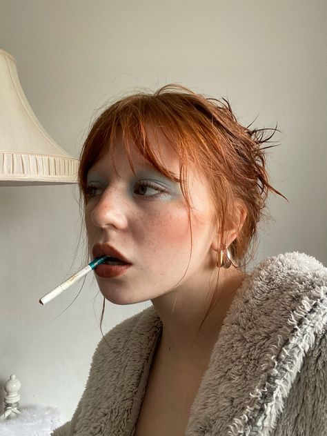 Makeup With Ginger Hair, Red Hair Bleached Eyebrows, Ginger Makeup Looks, Ginger Hair Makeup, Ginger Eyelashes, Light Orange Hair, Artsy Hair, Lush Face Products, Ginger Makeup