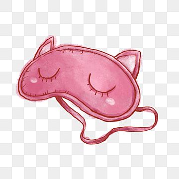 Sleeping Mask Illustration, Eye Mask Drawing, Sleep Clipart, Eye Clipart, Cat Eye Mask, World Sleep Day, Cat Ears Girl, Art Identity, Png Material