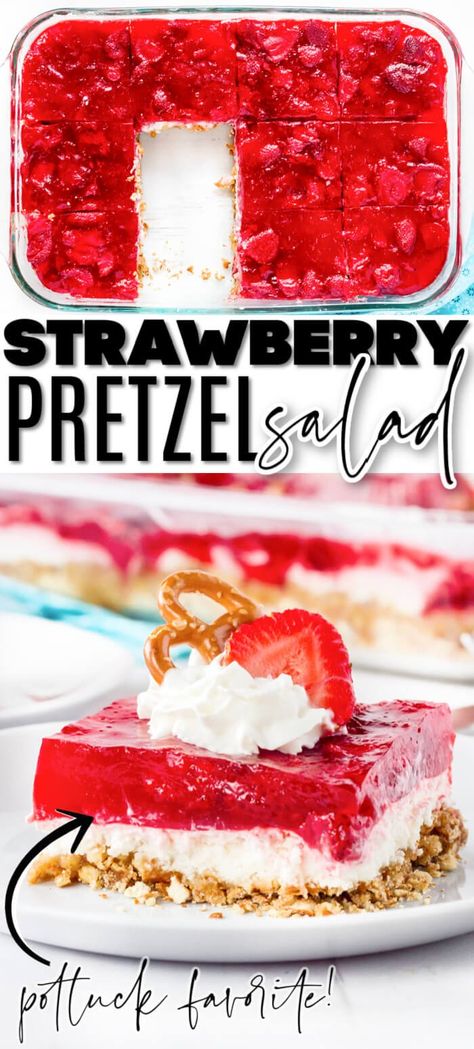 Hello Pretzel Dessert, Jello Pretzel Dessert Strawberry, Hello Pretzel Salad, Pretzel Desert, Pretzel Jello Dessert, Hello Salad, Pretzel Salads, Sweet Sides, Pretzel Jello Salad