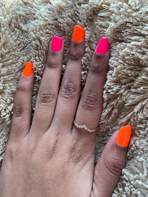 Fluro Nails, Fluro Party, Orange Pedicure, Pink And Orange Nails, Preppy Nails, Beachy Nails, Orange Nail Designs, Orange Nail, Nails Colors