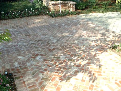 Exterior hardscape Brick Patio Herringbone, Garden Brick Floor, Herringbone Brick Pavers, Red Brick And Flagstone Patio, Mixed Brick Patio, Brick And Limestone Patio, Brick Terrace Patio, Red Brick Herringbone Patio, Brick Paved Patio