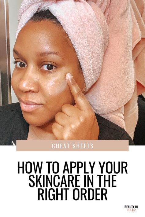 Learn my general guidelines on skincare product layering. And get a free cheat sheet so you can remember all the steps on layering your skincare. Daytime Skincare Order, Steps To Skin Care Routine, Steps To Applying Skin Care, What Order Do You Apply Skincare, Skin Care Steps In Order, How To Layer Skin Care Products, Skin Care Cheat Sheet, Skincare Cheat Sheet, How To Layer Skincare