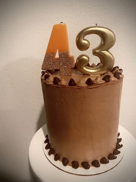 43rd yellow cake with chocolate frosting birthday cake 43rd Birthday, Chocolate Birthday Cake, Birthday Cake Chocolate, Cakes And More, Birthday Cake, Baking, Cake, Birthday