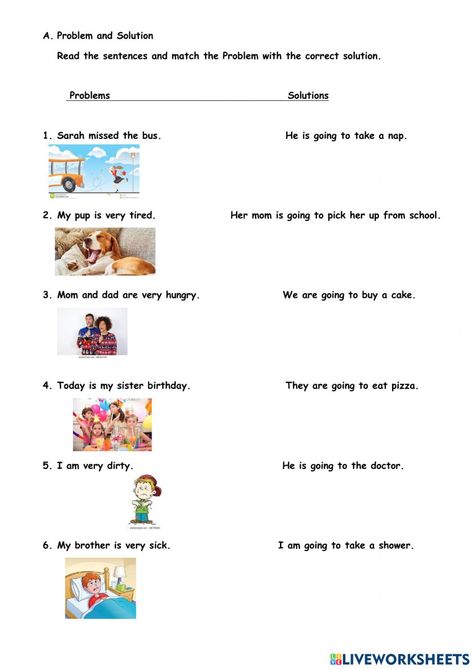 Problem And Solution Worksheet, Main Idea Third Grade, Helping Verbs Worksheet, Action Verbs Worksheet, Verb Practice, Verb Words, Verb Examples, Helping Verbs, Problem Solving Activities