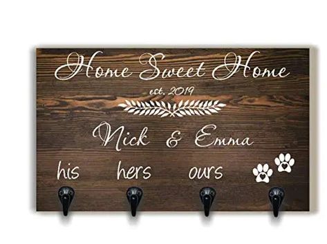 Personalized dog leash holder, custom key holder, key holder for wall, wall key holder, wedding gift, housewarming gift, custom key hanger Alt Decor, Dog Leash Hanger, Personalized Key Holder, Key Holder For Wall, Wood Family, Dog Leash Holder, High Gloss Paint, Leash Holder, Handmade Signs