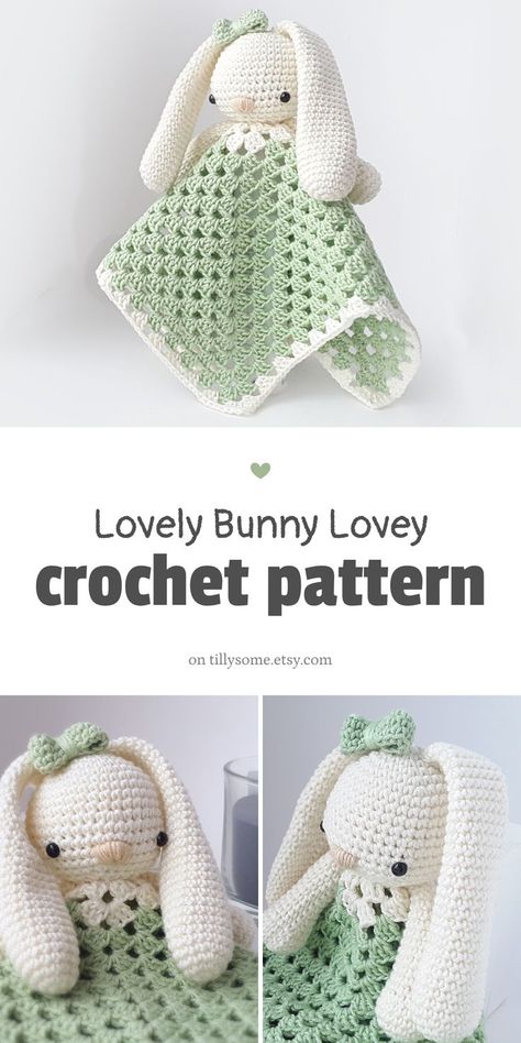 Bunny Lovey Pattern, Crochet Lovey Free Pattern, Crochet Security Blanket, Bunny Lovey, Lovey Pattern, Crochet Lovey, Crochet Terms, Crochet Bunny Pattern, Crochet Baby Toys