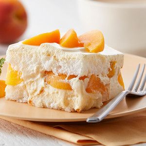 Peaches and Cream Cake Peach Cream Cake, Peach And Cream Cake, Peaches And Angel Food Cake, Angel Food Cake With Peaches, Peaches And Cream Cake, Peaches & Cream Loaf, Peaches N Cream Cake, Peaches And Cream Cake Recipe, Peach Dessert Recipes