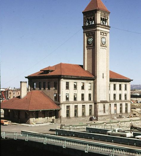 The old Great Northern Railroad Station in Spokane. Great Northern Railroad, The Countdown Begins, Warehouse Building, Countdown Begins, Road Pictures, Long Lake, Train Depot, Spokane Washington, Pacific Nw