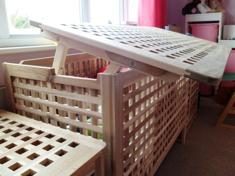 HOL Storage plus Desk for kids - IKEA Hackers Ikea Hol Hack, Laundry Basket Dresser Ikea, Ikea Hol, Ikea Hjälpa, Desk For Kids, Desk Ikea, Box Room, Bunny Room, Ikea Finds