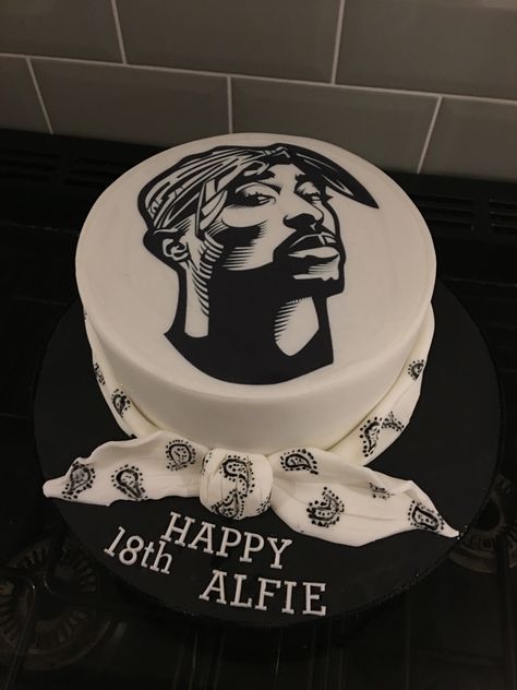 Tupac Cake, 18th Birthday Decoration Ideas, Tupac Party, 2pac Birthday, Hip Hop Birthday Cake, Tupac Birthday, 26 Birthday Cake, 19th Birthday Cakes, Birthday Decoration Ideas