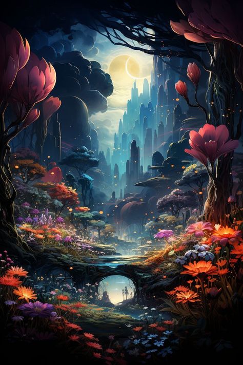 Surrealistic Landscape, Celestial Garden, Wallpaper Fantasy, Landscape Digital Art, Celestial Tapestry, Art Niche, Fantasy Wallpaper, Surreal Artwork, Fantasy Drawings