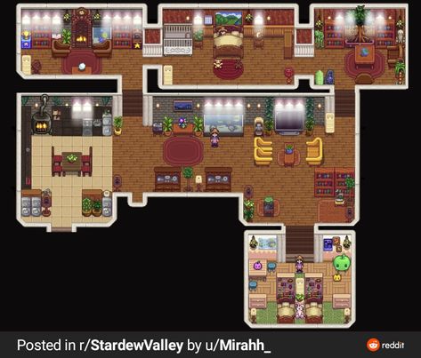 Stardew House Interior, Stardew Valley House Interior, Stardew House, Stardew Valley House, Stardew Valley Layout, Stardew Valley Farms, Farmhouse Interior, Stardew Valley, House Layouts