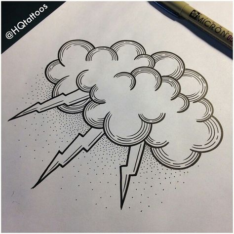 Storm cloud tattoo Storm Cloud With Lightning Tattoo, Cloud And Lightning Drawing, Lightning Stencil, Lightning Doodle, Pinterest Tattoos, Old School Design, Tattoos Traditional, Cloud Tattoo, Tattoo Traditional