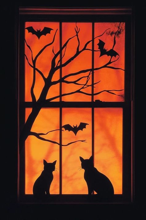 "Elevate your Halloween setup with DIY Halloween Window Silhouettes! 🕸️🖼️ A great way to add a creepy and eye-catching element to your home. 🌿✨ #HalloweenDIY #WindowDecor #SpookySilhouettes" Diy Halloween Window Silhouettes, Diy Halloween Window, Halloween Window Display, Halloween Window Silhouettes, October Decorations, Halloween Symbols, Diy Wall Stickers, Silhouette Diy, Things That Go