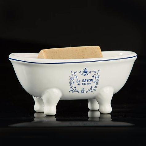 PRICES MAY VARY. Material: Good quality ceramic, smooth feel when touch. Durable and easy to clean. Size: This soap dish measures 5.74*2.75*2.48 inches. Design: Cute bathtub shape. Add a traditional look to your "Salle de Bain" (bathroom) with this French-inspired Clawfoot soap dish. Ideal for pairing your decorative "Le Savon". Multi-scene application: Used also as organizer for jewelry, makeup holder, small planter, hamster bathtub and more. Functional: The soap dish features three holes in th Cute Bathtub, Double Bathtub, Ceramic Bathtub, Mini Bathtub, Slipper Bathtub, Blue Willow China, Bathtub Decor, Ceramic Bathroom, Makeup Holder