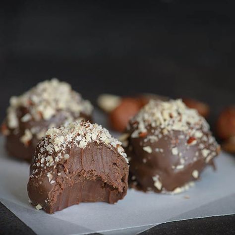 Nutella Truffles Recipe | Gourmet Food World - Click to enlarge Nutella Truffles, Roasted Hazelnuts, Cake Ball, Truffles Recipe, Food World, Nutella Cake, Gourmet Food Store, Chocolate Hazelnut Spread, How To Roast Hazelnuts