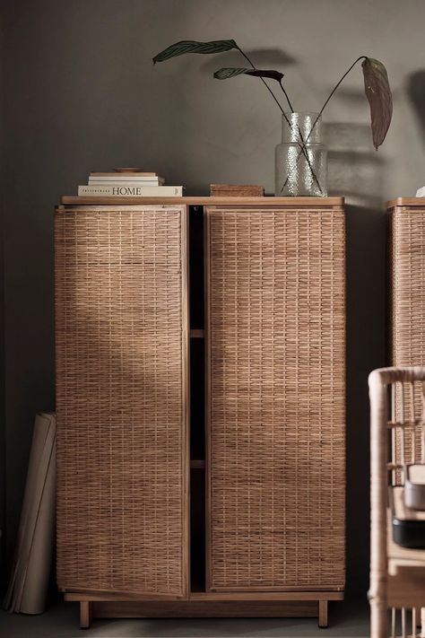 IKEA's New Fryksas and Salno Collections Are Full of Chic Rattan Pieces Ikea Storage Cabinets, Living Room And Kitchen Design, Bedroom Nook, Ikea Finds, Woven Furniture, Living Room Design Inspiration, Ikea Home, Tiny Bathrooms, Primary Bedroom