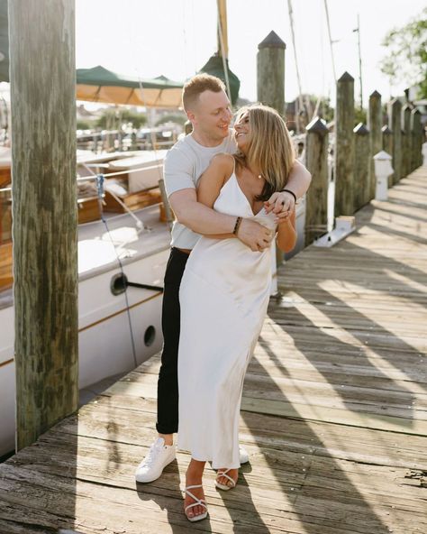 Dockside Engagement Photos, Boat Dock Engagement Pictures, Engagement Pictures On A Boat, Marina Engagement Photos, Dock Engagement Photos, Engagement Photos Boat, Harbor Engagement Photos, Dock Photoshoot, Yacht Photoshoot