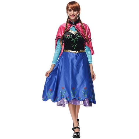 Anna Frozen Costume Adult, Womens Anna Costume Blue ($60) ❤ liked on Polyvore featuring costumes, blue, adult costumes, lady costumes, sexy ladies costumes, blue halloween costume and sexy adult costumes Female Cosplay Ideas, Elsa Queen, Anna Frozen Costume, Anna Cosplay, Frozen Costume Adult, Fancy Gown, Anna Costume, Fancy Dress Halloween Costumes, Halloween Princess