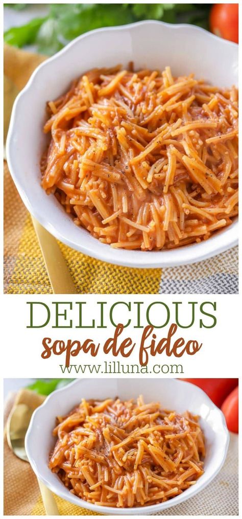 Fideo Recipe, Lil Luna, Mexican Soup, Mexican Food Recipes Authentic, Mexican Dishes, Soup And Salad, Pasta Dishes, No Time, Lasagna