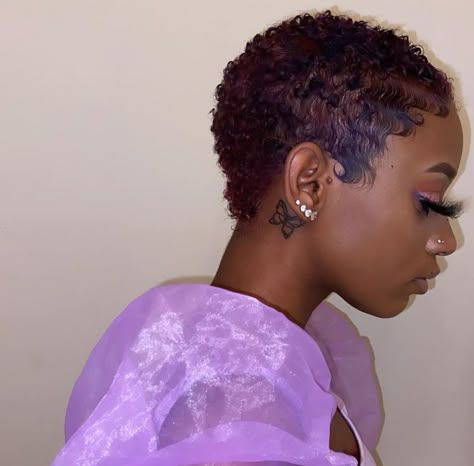 Purple Short Hair, Natural Hairstyles For Short Hair, Big Chop Natural Hair, Twa Styles, Finger Waves Short Hair, Curly Heads, Natural Haircuts, Short Natural Curly Hair, Shaved Hair Designs