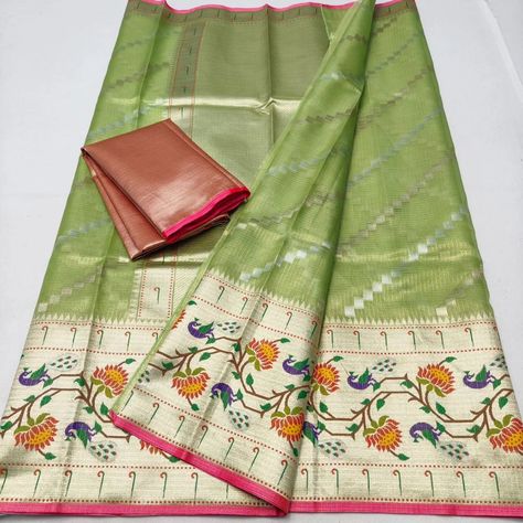 🪷🪷🪷🪷🪷🌸🌸🌸🪷🪷 Product code :BN048 *Tissue Kota Weaving Saree* *_With Blouse_* Price : Rs 5,299/- free shipping Rs 5, Kota Sarees, Contrast Blouse, Paloma, Borders, Weaving, Saree, India, Free Shipping