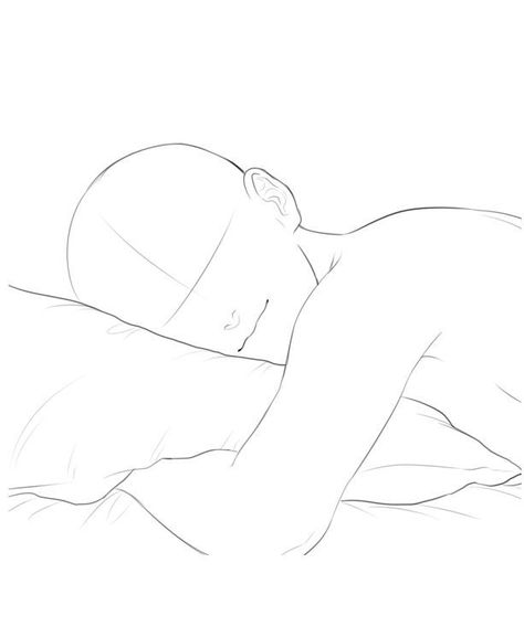 Pose Reference Drawing Sleeping, Drawing Of Someone Sleeping, Laying On Bed Pose Reference, Drawing Base Laying Down, Sleeping On Lap Reference, Person Sitting Up In Bed Reference, Lying Down Pose Reference Male, Laying Head Down On Table Reference, Head On Pillow Reference