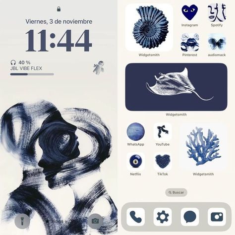 Navy Blue Phone Layout, Navy Phone Theme, Navy Blue Homescreen Layout, Navy Blue Phone Theme, Aesthetic Homescreen And Lockscreen, Blue Layout Iphone, Layout Design Phone, Navy Blue Homescreen, Navy Homescreen