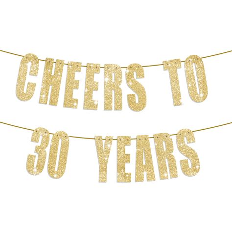 PRICES MAY VARY. Set the Perfect Atmosphere: Elevate your 30st birthday with our charming banner, designed to add personality and joy to your celebration. This eye-catching decoration ensures your event is both memorable and distinct High-End Materials: Crafted from durable, eco-friendly cardstock, our 30st birthday banner features non-shedding gold glitter. It’s a reusable and elegant choice, perfect for celebrating a “cheers to 30 years” theme Hassle-Free Assembly: Pre-cut holes and adjustable 50 Years Anniversary Decorations, Theme 21st Birthday Party, Thirty Birthday Decorations, 30th Anniversary Decorations, Golden Anniversary Decorations, Decorations 50th Birthday, 21 Birthday Party Decorations, 21st Birthday Themes, Cheers To 30 Years