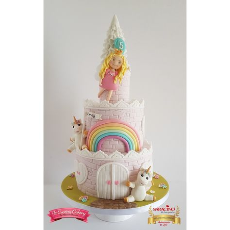 Unicorn Castle Cake, Rainbow Castle Cake, Unicorn Fairy Cake, Princess Rainbow Cake, Unicorn Princess Cake, Princess Unicorn Cake, Kids Baking Ideas, Fairy Castle Cake, Fairy Princess Cake