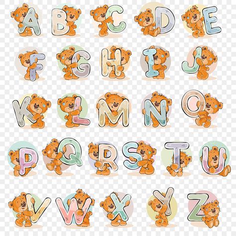 Teddy Bear Alphabet Letters, Bear Alphabet Letters, English Alphabets With Pictures, Vector Letters, Free Alphabet Printables, Funny Teddy Bear, Teddy Bear Drawing, Alphabet Logo, Teddy Pictures