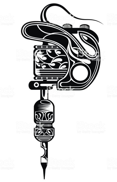 Tattoo Machine Drawing, Tattoo Machine Art, Tattoo Machine Design, Japanese Tattoos For Men, Geometric Mandala Tattoo, Lion Head Tattoos, Bull Tattoos, Pen Tattoo, Tattoo Outline Drawing