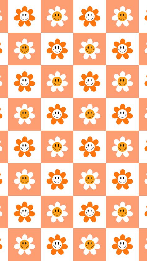 Smiley Pattern Wallpaper, Smiley Iphone Wallpapers, Checkered Smiley Face Wallpaper, Preppy Summer Aesthetic Wallpaper, Spring Wallpaper Iphone Preppy, Preppy Summer Backgrounds, Smiley Flower Wallpaper, Preppy Wallpaper Iphone Summer, Checkered Flower Wallpaper