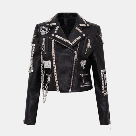 Punk Graffiti Printed Leather Jacket - GothBB 2022 free shipping available Leather Jacket Rock, Faux Leather Jacket Women, Rock Style Outfits, Gothic Jackets, Motorcycle Jacket Women, Leather Coat Womens, Street Fits, Mode Hippie, Womens Jackets Casual