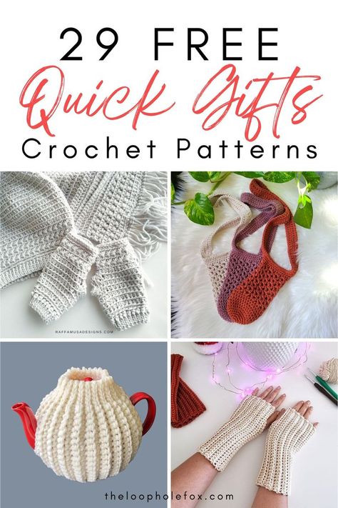 Love to give crocheted gifts for the holidays but running out of time? No worries! You've found a list of 29 fantastic Quick Crochet Gifts that are perfect to use. Even if you're down to the last minute, these free crochet patterns will help you create the perfect gift for anyone. Last Minute Crochet Gifts, Crocheted Gifts, Crochet Shrug Pattern Free, Quick Crochet Gifts, Quick Crochet Projects, Free Crochet Doily Patterns, Diy Gifts For Men, Running Out Of Time, Crochet Christmas Gifts