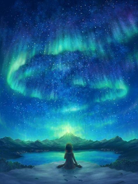 Magical Sky, Aurora Art, Iphone Wallpaper Winter, Lofoten Islands, Anime Stars, Fantasy Background, View Wallpaper, Space Images, Nature Art Painting