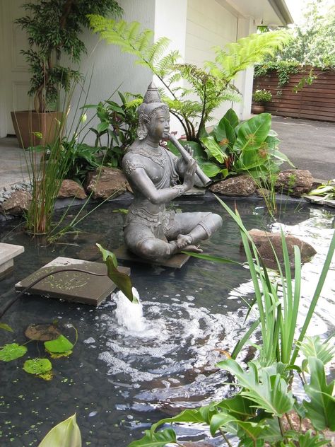 Backyard Meditation Garden, Bali Garden, Kolam Koi, Balinese Garden, Garden Landscaping Ideas, Taman Air, Buddha Garden, Zen Garden Design, Beautiful Home Gardens