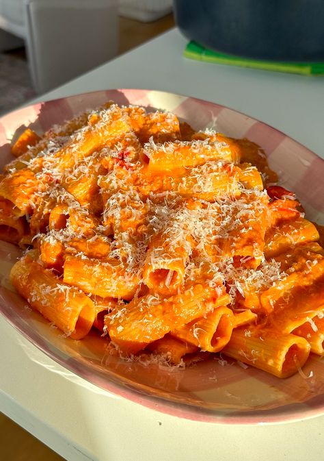 Spicy Calabrian Chili Rigatoni Springtime Meals, Wishbone Kitchen, Italian Vinaigrette, Chili Pasta, Calabrian Chili, Chicken Chili Recipe, Chicken Parm, Pasta Pasta, Homemade Italian