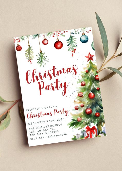 Friendsmas Party Invitation, Friendmas Party Invitation, Christmas Party Invites Template Free, Christmas Invitation Card Design, Friendsmas Invitations, Christmas Party Invitations Ideas, Hosting Themes, Friendsmas Party, Tree Invitation